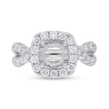 0.95ct 14k White Gold Diamond Semi-mount Ring for 1.50ct Center