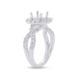 0.95ct 14k White Gold Diamond Semi-mount Ring for 1.50ct Center