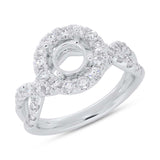 1.00ct 14k White Gold Diamond Semi-mount Ring for 1.50ct Center