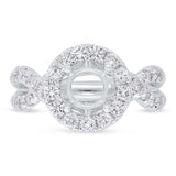 1.00ct 14k White Gold Diamond Semi-mount Ring for 1.50ct Center