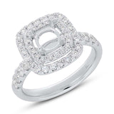 0.85ct 14k White Gold Diamond Semi-mount Ring for 1.00ct Center
