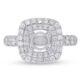 0.85ct 14k White Gold Diamond Semi-mount Ring for 1.00ct Center