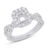 0.75ct 14k White Gold Diamond Semi-mount Ring for 6x4mm Center