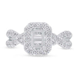0.75ct 14k White Gold Diamond Semi-mount Ring for 6x4mm Center