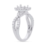 0.75ct 14k White Gold Diamond Semi-mount Ring for 6x4mm Center