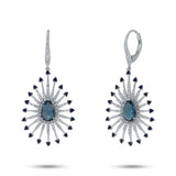 0.54ct Diamond & 2.59ct Blue Sapphire & London Blue Topaz 14k White Gold Earring