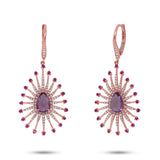 0.54ct Diamond & 2.07ct Pink Sapphire & Amethyst 14k Rose Gold Earring