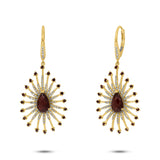 0.54ct Diamond & 2.91ct Garnet 14k Yellow Gold Earring