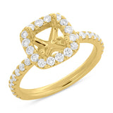 0.73ct 14k Yellow Gold Diamond Semi-mount Ring for 6.5x6.5mm Center
