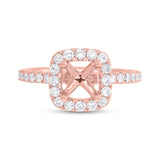 0.73ct 14k Rose Gold Diamond Semi-mount Ring for 6.5x6.5mm Center