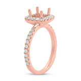 0.73ct 14k Rose Gold Diamond Semi-mount Ring for 6.5x6.5mm Center