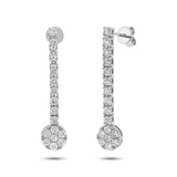 1.48ct 14k White Gold Diamond Cluster Dangling Earring