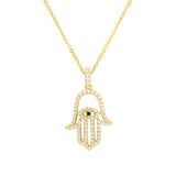 0.35ct 18k Yellow Gold Diamond Hamsa Necklace