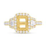 1.25ct 18k Yellow Gold Diamond Semi-mount Ring for 8x6mm Center