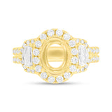 1.26ct 18k Yellow Gold Diamond Semi-mount Ring for 9x8mm Oval Center