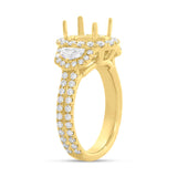 1.26ct 18k Yellow Gold Diamond Semi-mount Ring for 9x8mm Oval Center