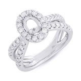 0.87ct 14k White Gold Diamond Semi-mount Ring for 7x5mm Oval Center
