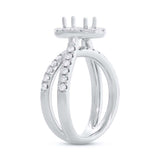 0.87ct 14k White Gold Diamond Semi-mount Ring for 7x5mm Oval Center