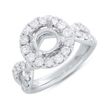 1.22ct 14k White Gold Diamond Semi-mount Ring for 2.00ct Center