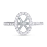 0.35ct 14k White Gold Diamond Oval Semi-mount Ring for 9x7mm Center