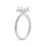 0.35ct 14k White Gold Diamond Oval Semi-mount Ring for 9x7mm Center