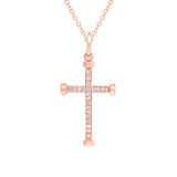 0.08ct 14k Rose Gold Diamond Cross Necklace