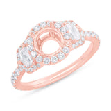 1.00ct 18k Rose Gold Diamond Semi-mount Ring for 1.00ct Center
