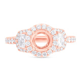 1.00ct 18k Rose Gold Diamond Semi-mount Ring for 1.00ct Center