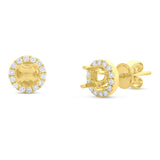 0.21ct 14k Yellow Gold Diamond Semi-mount Earring for 0.30ct Center
