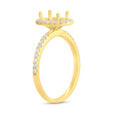 0.35ct 14k Yellow Gold Diamond Oval Semi-mount Ring for 9x7mm Center