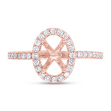 0.35ct 14k Rose Gold Diamond Oval Semi-mount Ring for 9x7mm Center