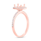 0.35ct 14k Rose Gold Diamond Oval Semi-mount Ring for 9x7mm Center