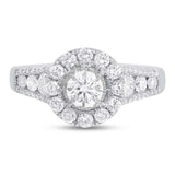 0.40ct Round Brilliant Center and 1.02ct Side 14k White Gold Diamond Engagement Ring