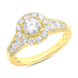 0.40ct Round Brilliant Center and 1.02ct Side 14k Yellow Gold Diamond Engagement Ring