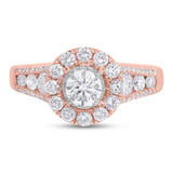 0.40ct Round Brilliant Center and 1.02ct Side 14k Rose Gold Diamond Engagement Ring