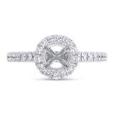 0.44ct 18k White Gold Diamond Semi-mount Ring for 0.75ct Center