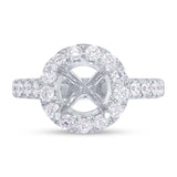 0.92ct 18k White Gold Diamond Semi-mount Ring for 2.00ct Center