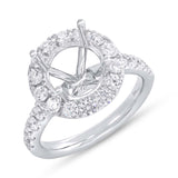 1.09ct 18k White Gold Diamond Semi-mount Ring for 3.00ct Center