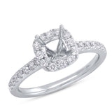 0.42ct 18k White Gold Diamond Semi-mount Ring for 5x5mm Center