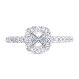 0.42ct 18k White Gold Diamond Semi-mount Ring for 5x5mm Center