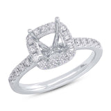0.51ct 18k White Gold Diamond Semi-mount Ring for 5.5x5.5mm Center
