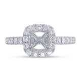 0.51ct 18k White Gold Diamond Semi-mount Ring for 5.5x5.5mm Center