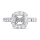 0.73ct 18k White Gold Diamond Semi-mount Ring for 6.5x6.5mm Center