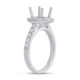 0.73ct 18k White Gold Diamond Semi-mount Ring for 6.5x6.5mm Center