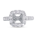 0.93ct 18k White Gold Diamond Semi-mount Ring for 7x7mm Center