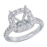 1.04ct 18k White Gold Diamond Semi-mount Ring for 8x8mm Center