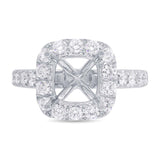 1.04ct 18k White Gold Diamond Semi-mount Ring for 8x8mm Center
