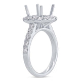 1.04ct 18k White Gold Diamond Semi-mount Ring for 8x8mm Center