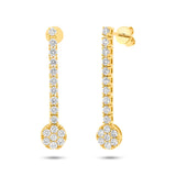 1.48ct 14k Yellow Gold Diamond Cluster Dangling Earring