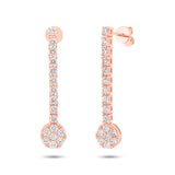 1.48ct 14k Rose Gold Diamond Cluster Dangling Earring